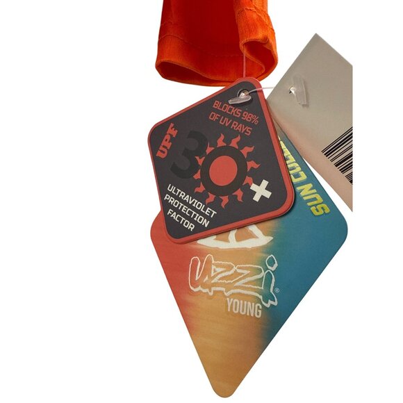 Uzzi Performance wear Tricolor Hoodie M 10-12 Blue Yellow Orange UPF 30+ NWT - Picture 2 of 10